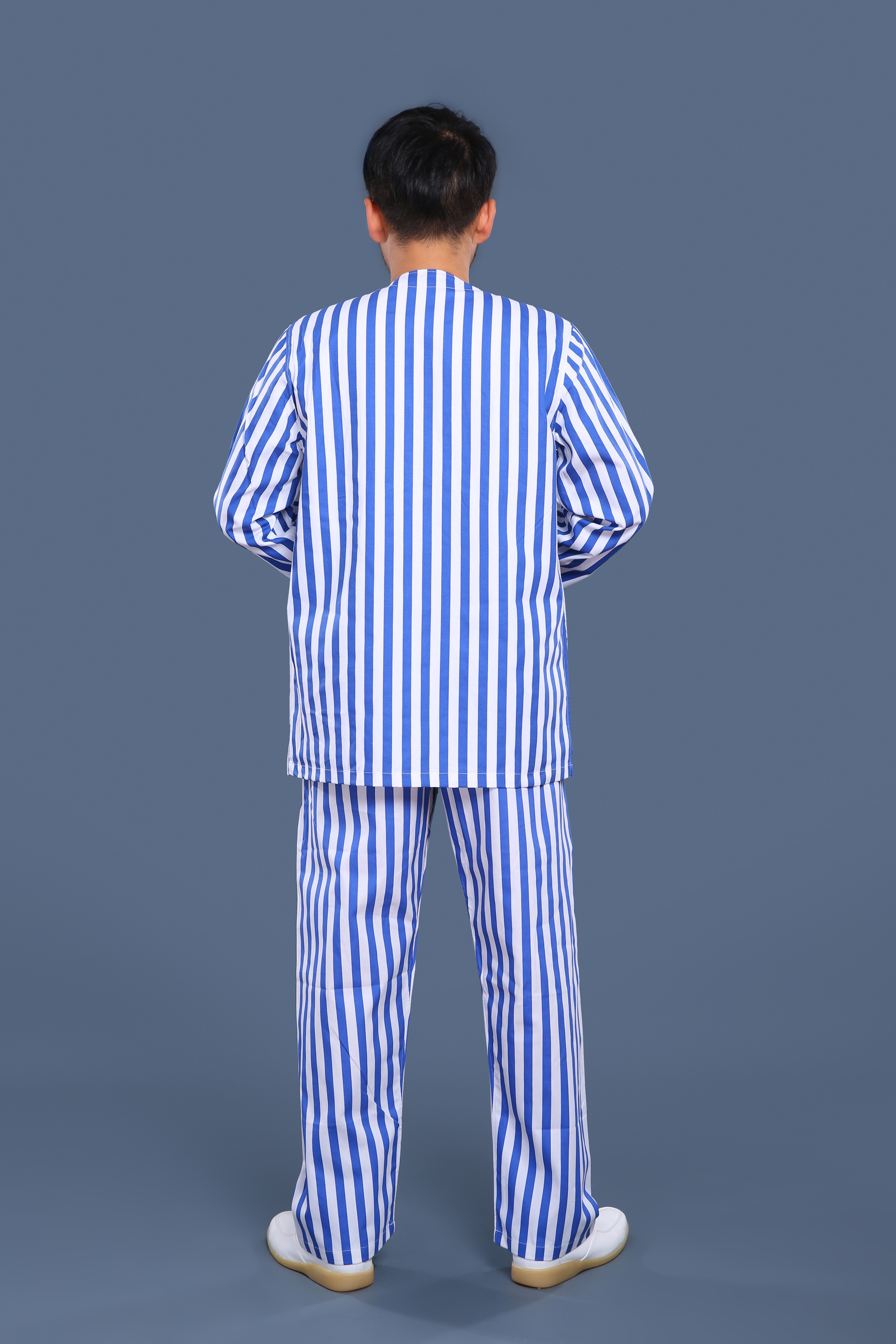 藍白條紋無領病號服